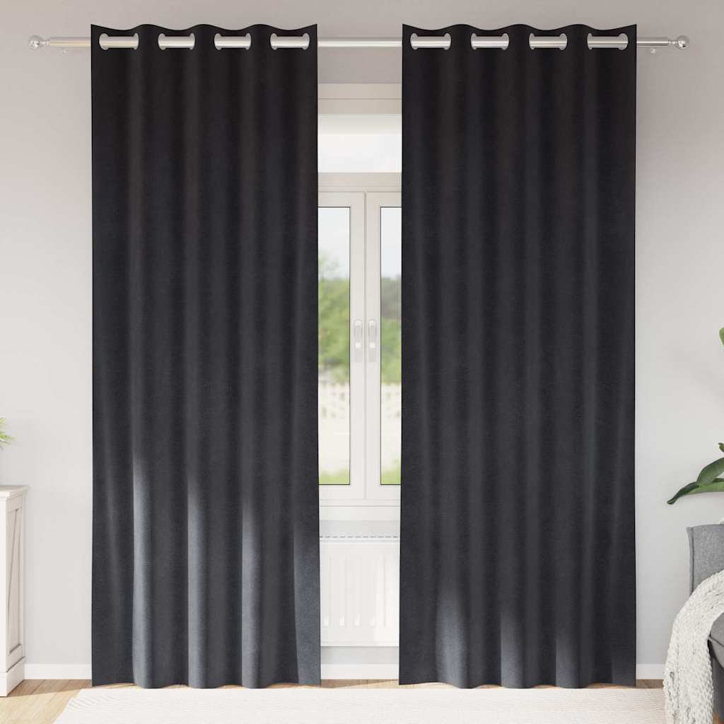 Blackout Curtains 2 pcs Dark Grey 140 x 225 cm Velvet