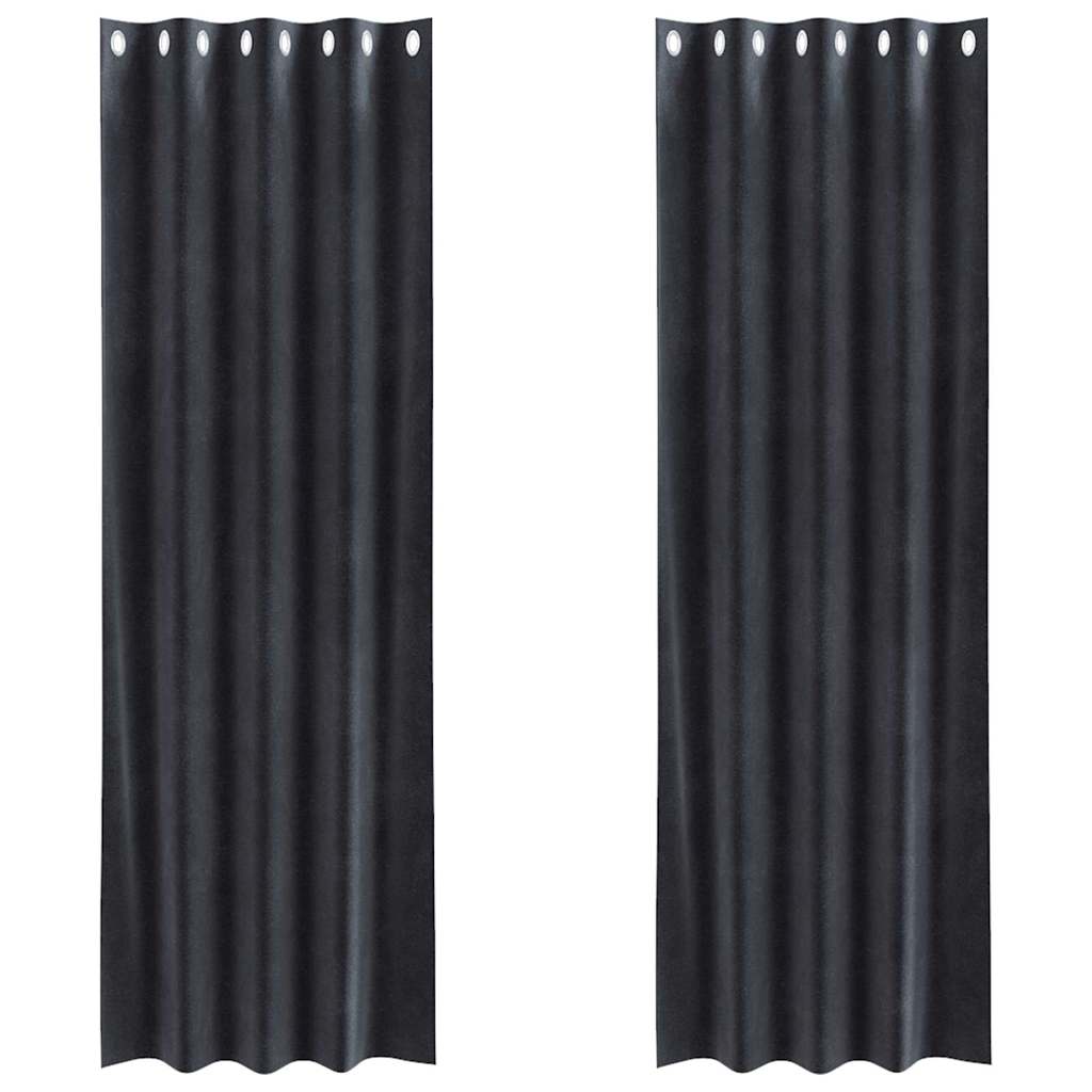 Blackout Curtains 2 pcs Dark Grey 140 x 260 cm Velvet