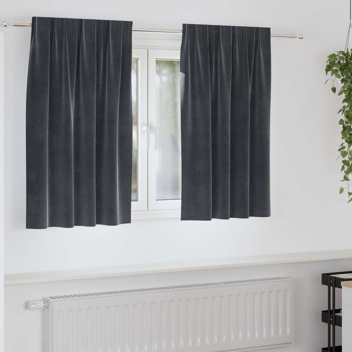 Rideaux occultants 2 pcs Gris foncé 140 x 140 cm Velours