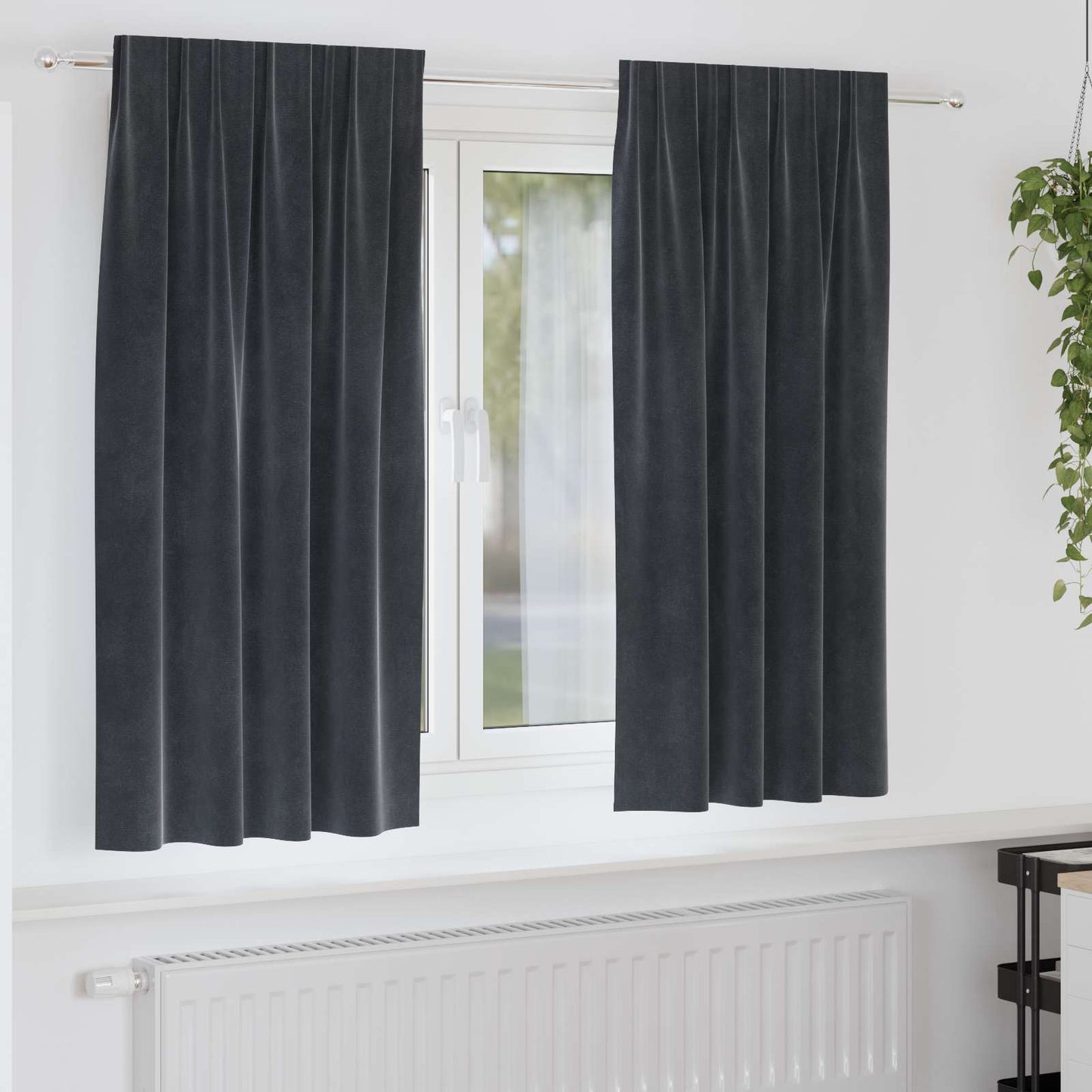 Rideaux Occultants 2 pcs Gris Foncé 140 x 175 cm Velours