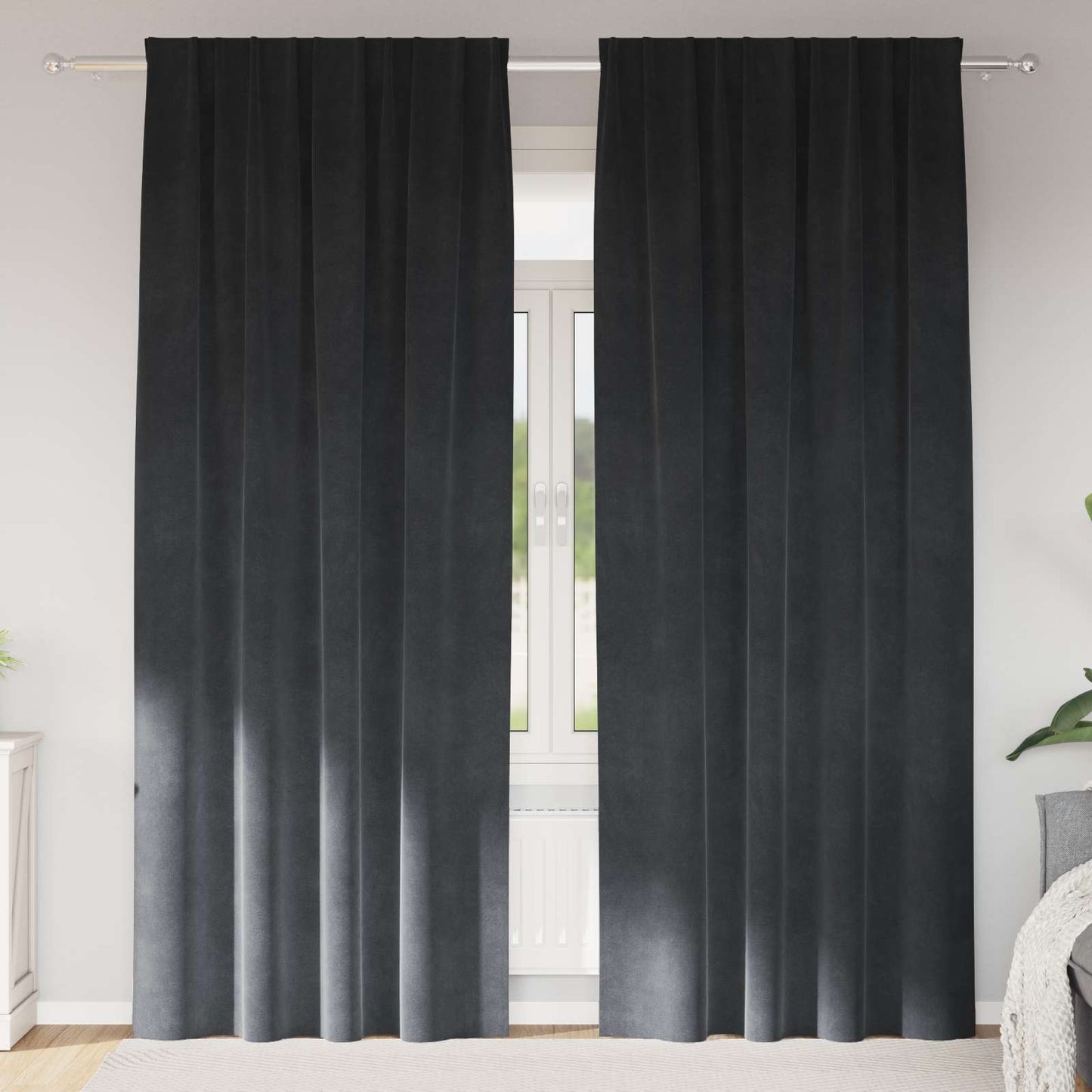 Verdunkelungsvorhänge 2 pcs Hellgrau 140 x 225 cm Samt