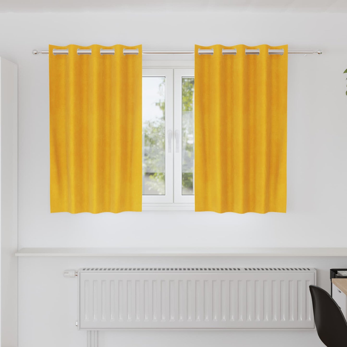 Rideaux occultants 2 pièces Jaune moutarde 140 x 140 cm Velours