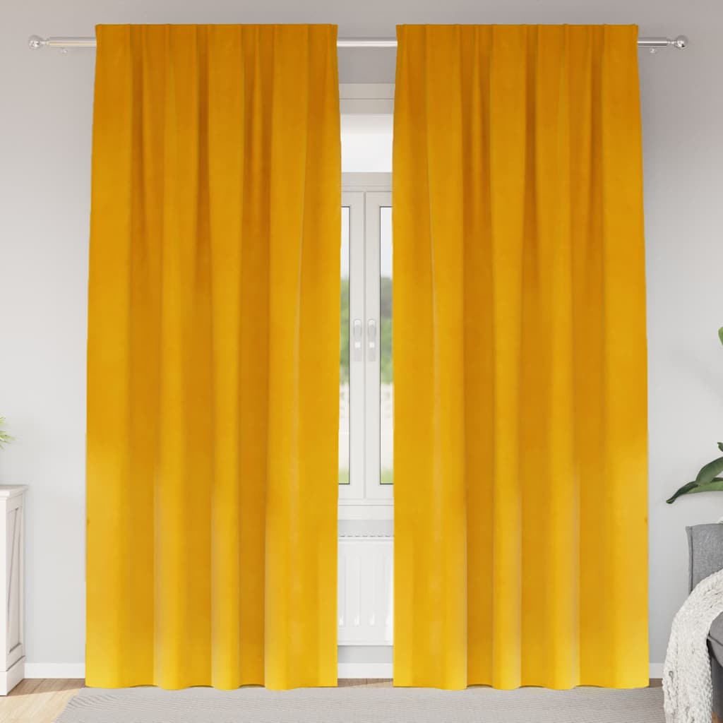 Blackout Curtains 2 pcs Mustard Yellow 140 x 260 cm Velvet