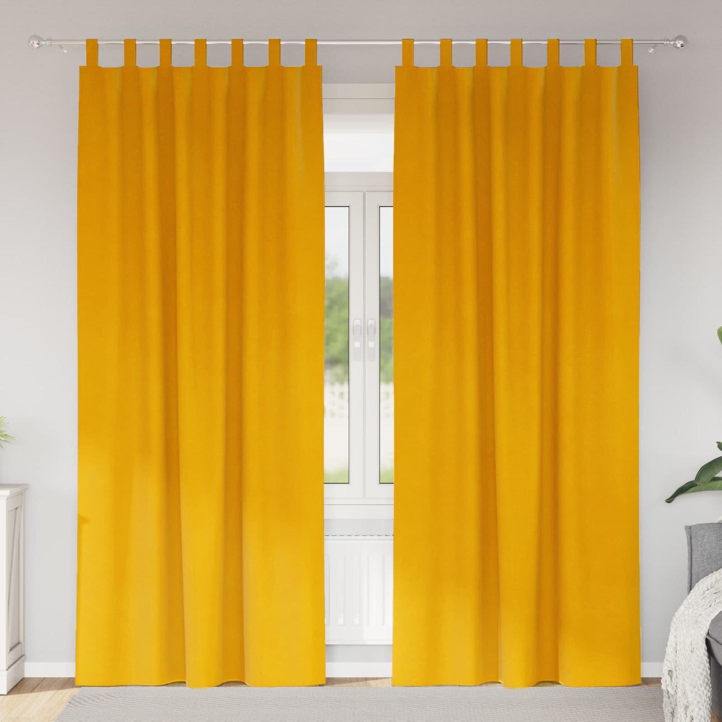 Rideaux occultants 2 pièces Jaune moutarde 140 x 245 cm Velours