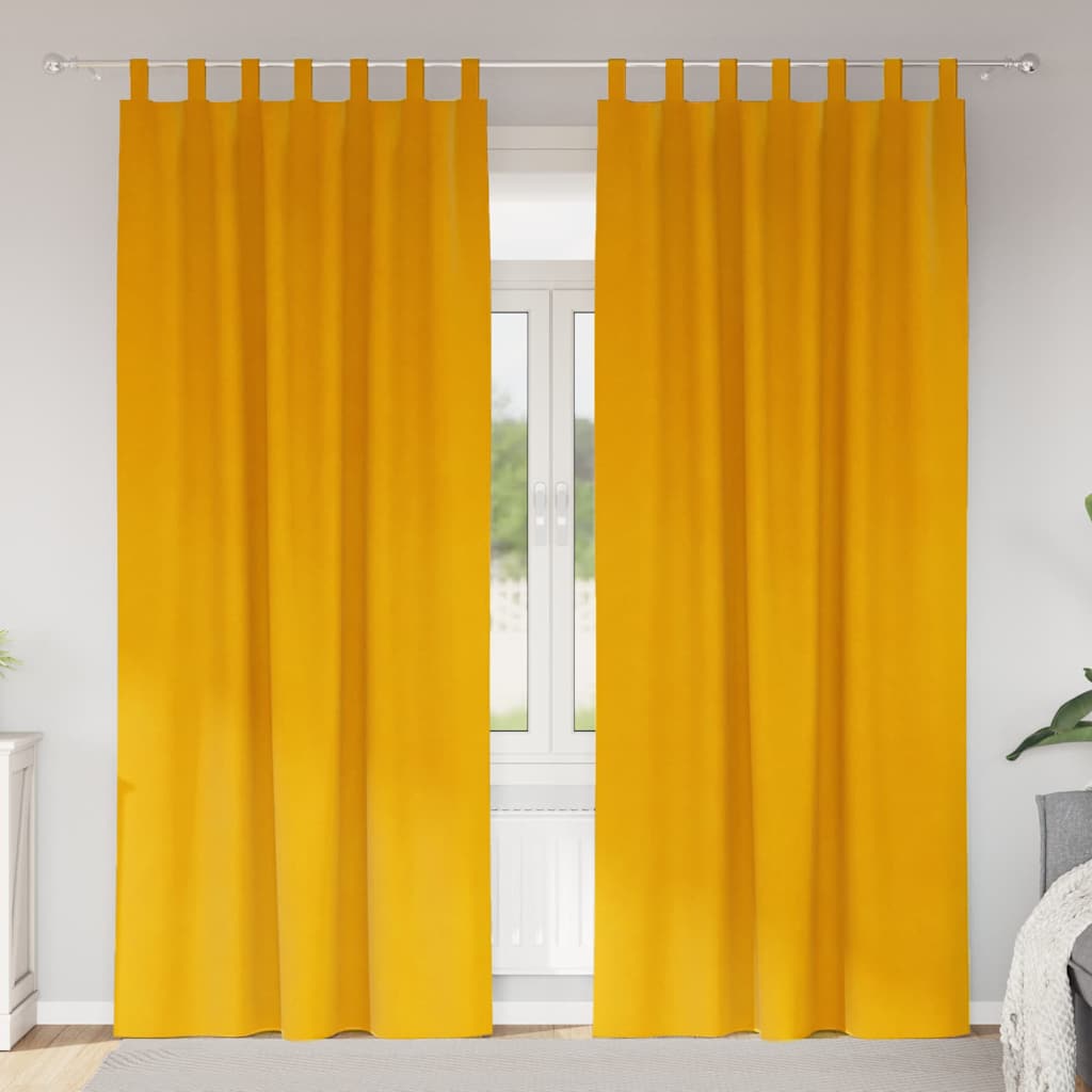 Rideaux occultants 2 pcs Jaune Moutarde 140 x 260 cm Velours