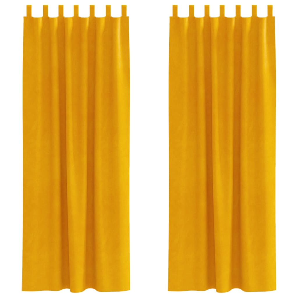 Rideaux occultants 2 pcs Jaune Moutarde 140 x 260 cm Velours