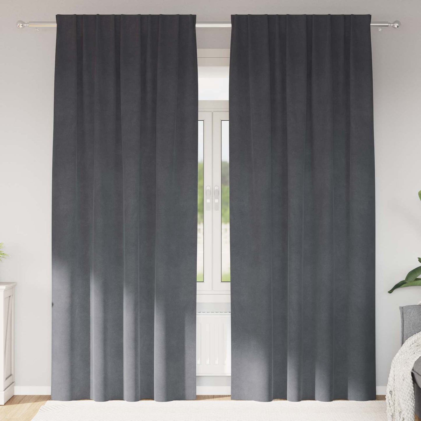 Verdunkelungsvorhänge 2 pcs Hellgrau 140 x 225 cm Samt