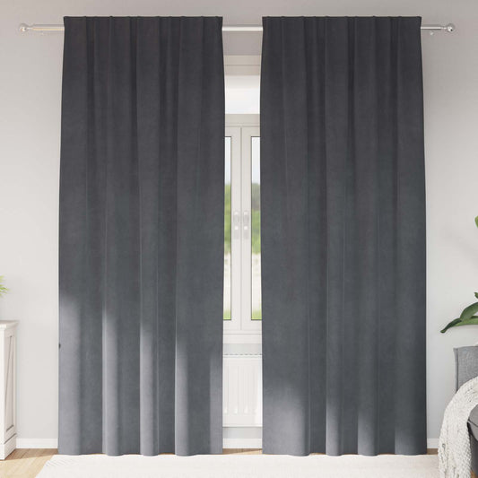 Verdunkelungsvorhänge 2 pcs Hellgrau 140 x 260 cm Samt