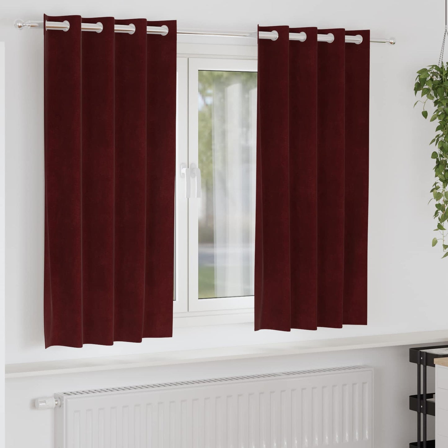 Rideaux occultants 2 pièces Rouge vin 140 x 175 cm Velours