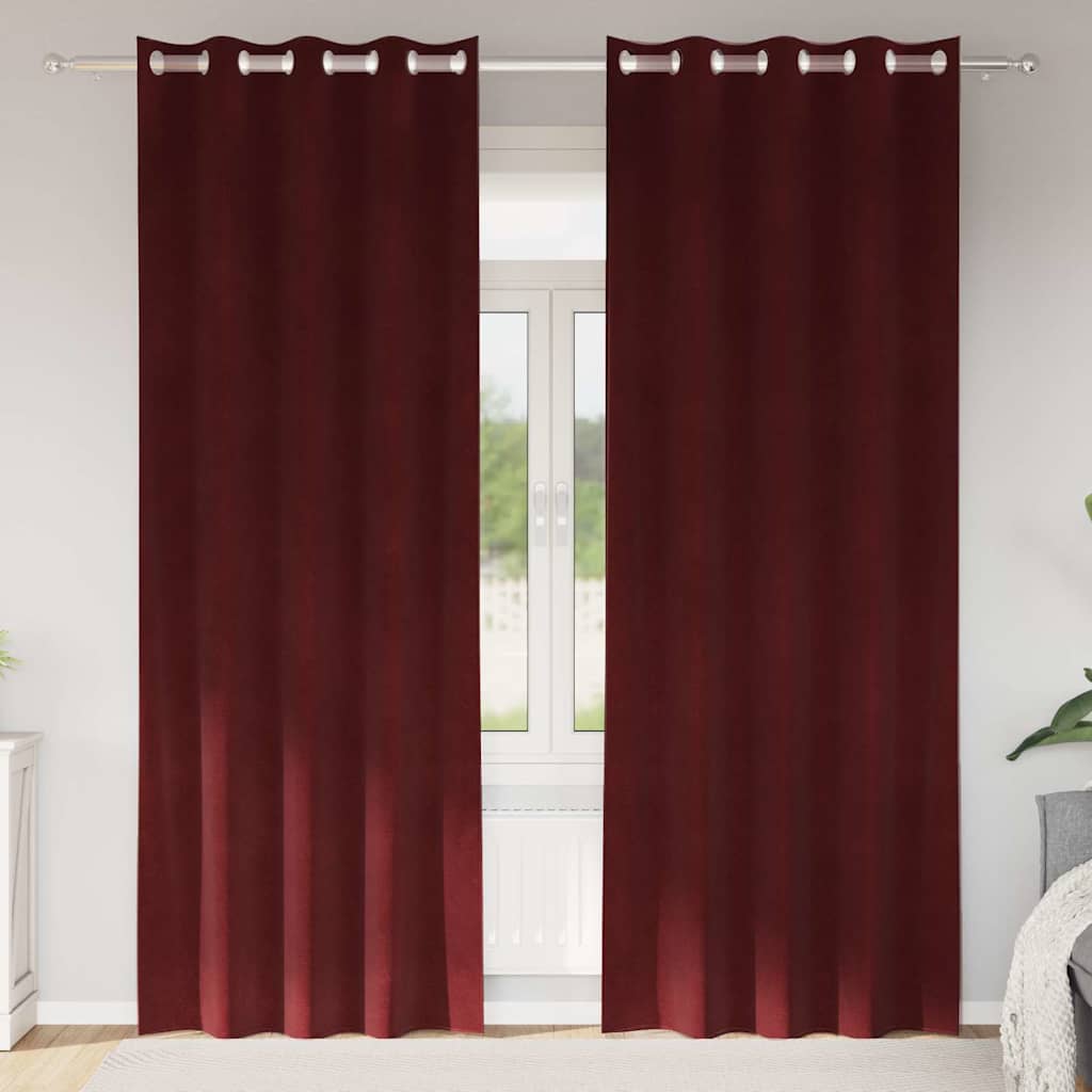 Rideaux occultants 2 pcs Rouge Vin 140 x 225 cm Velours