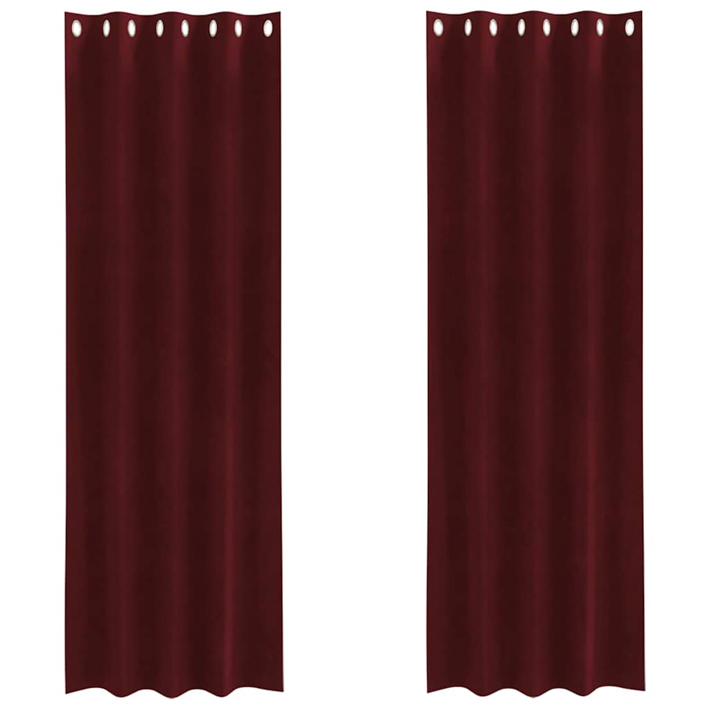 Rideaux occultants 2 pcs Rouge Vin 140 x 225 cm Velours