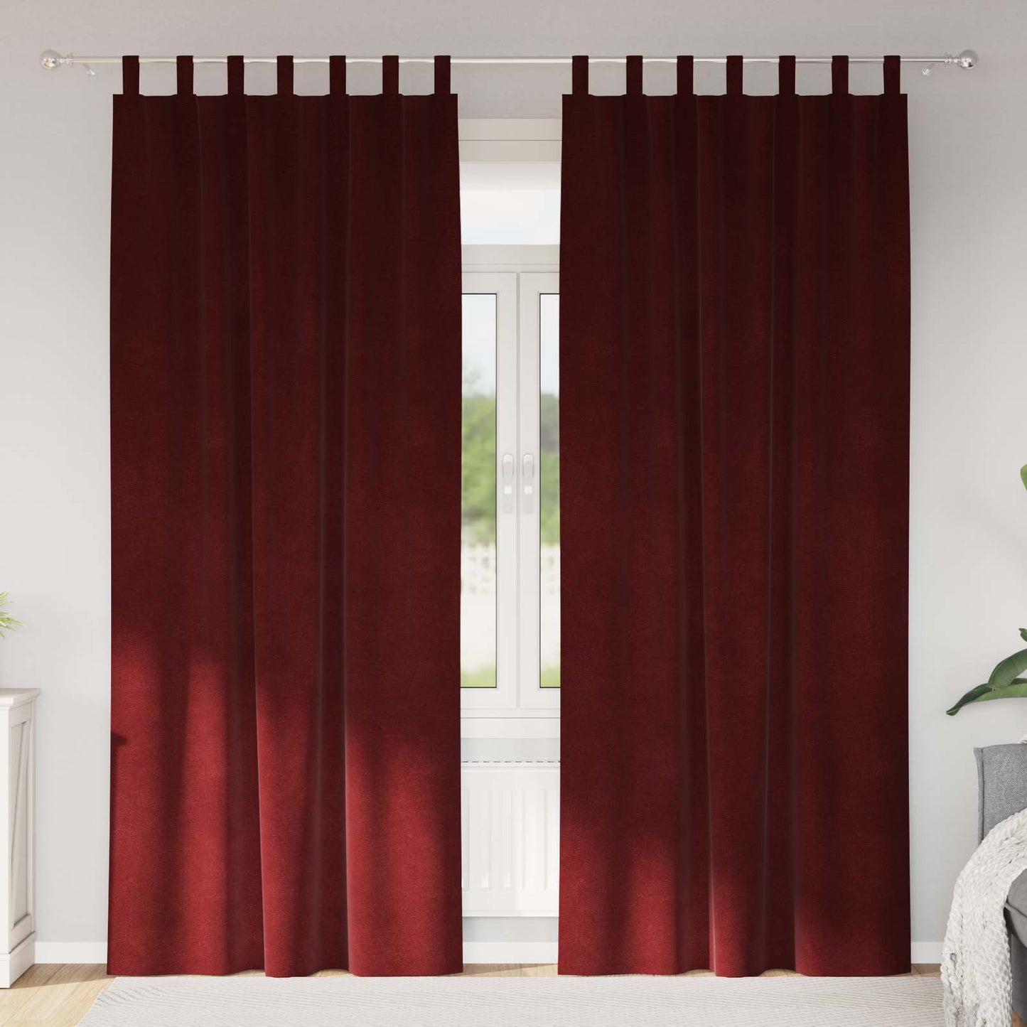 Rideaux occultants 2 pcs Rouge Vin 140 x 225 cm Velours