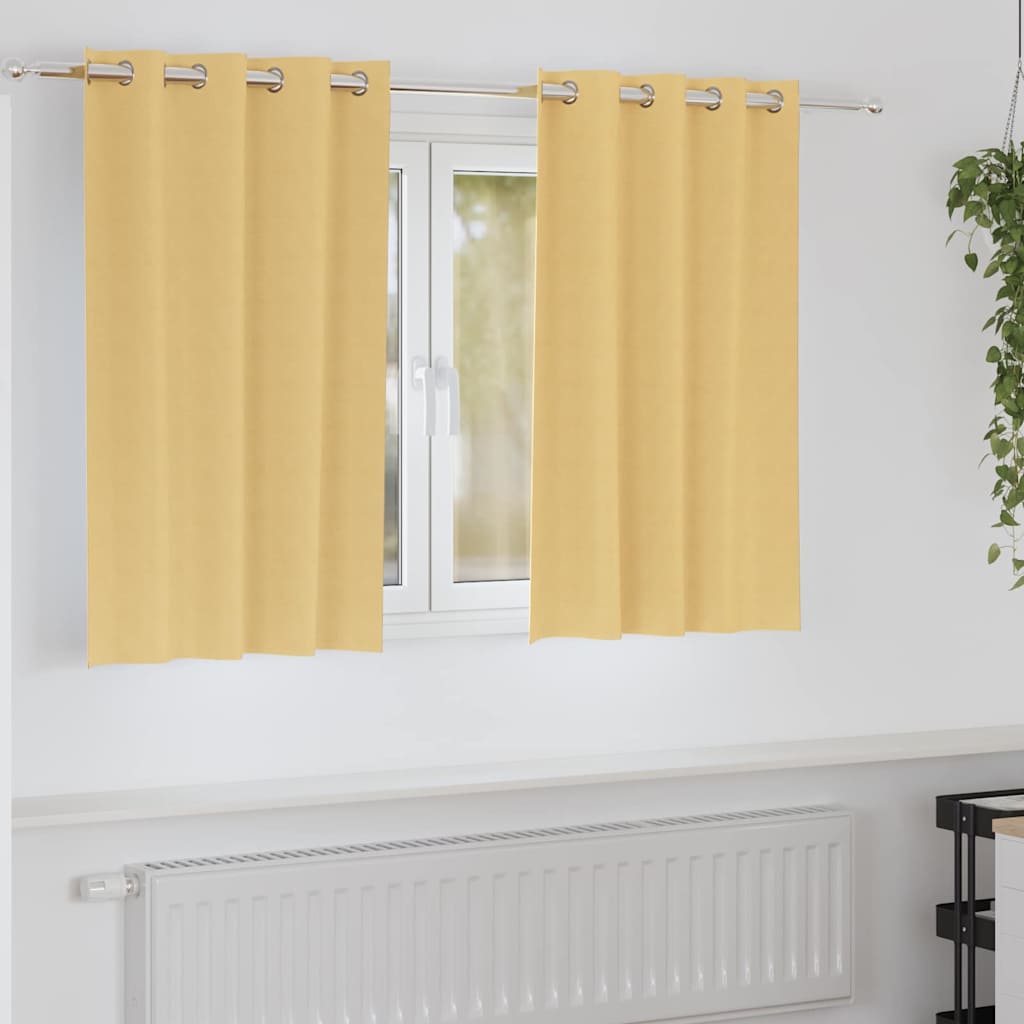 Blackout Curtains with Rings 2 pcs Beige 140 x 140 cm