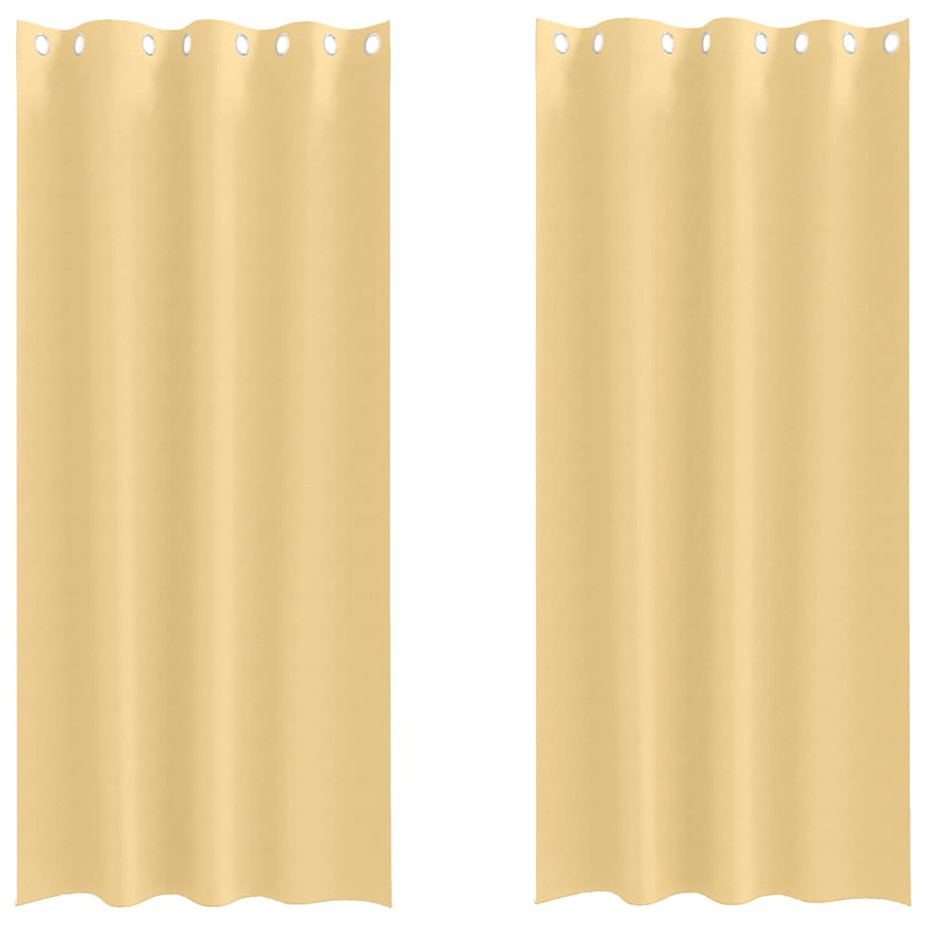 Blackout Curtains with Rings 2 pcs Beige 225 x 140 cm