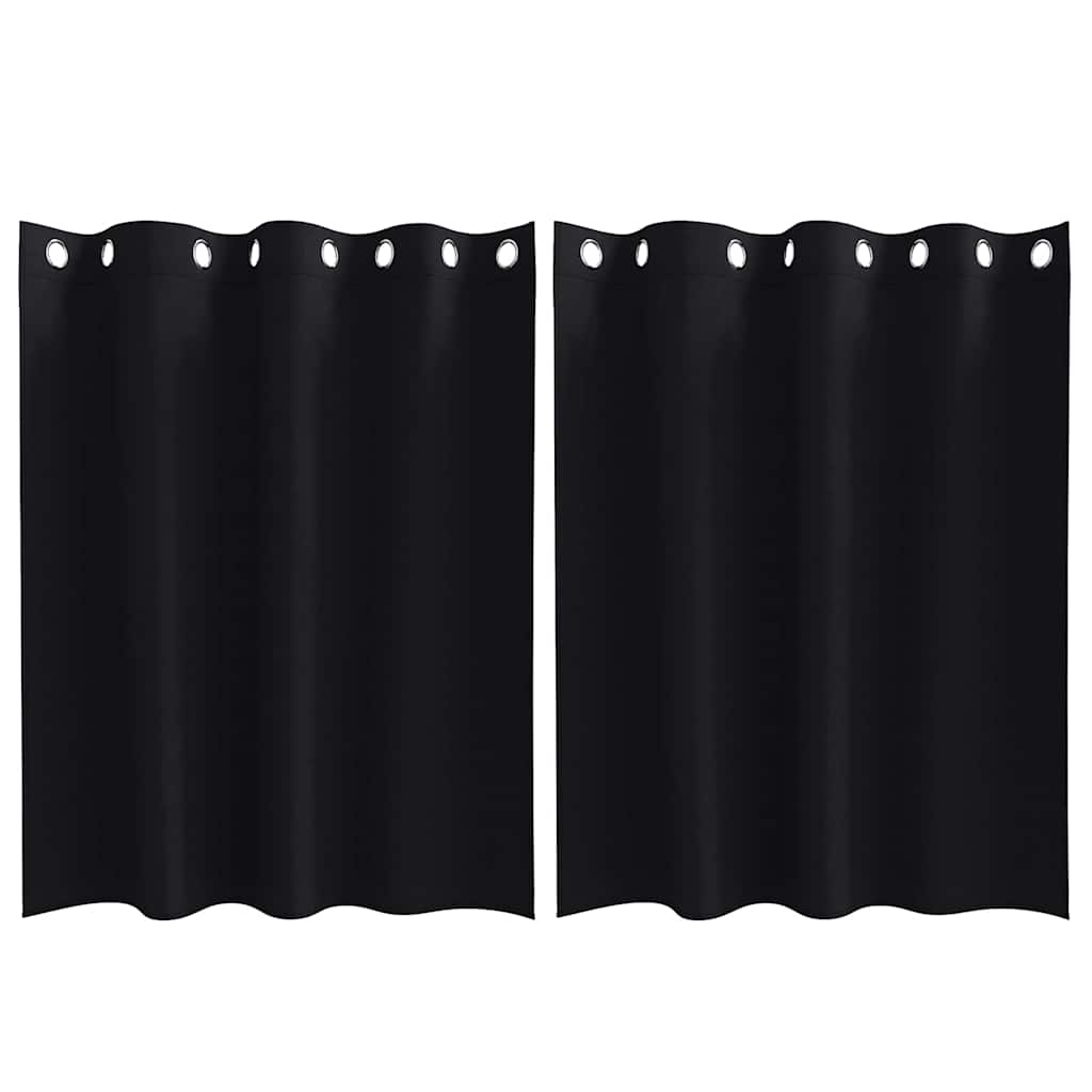 Rideaux occultants à anneaux 2 pcs Noir 140 x 140 cm