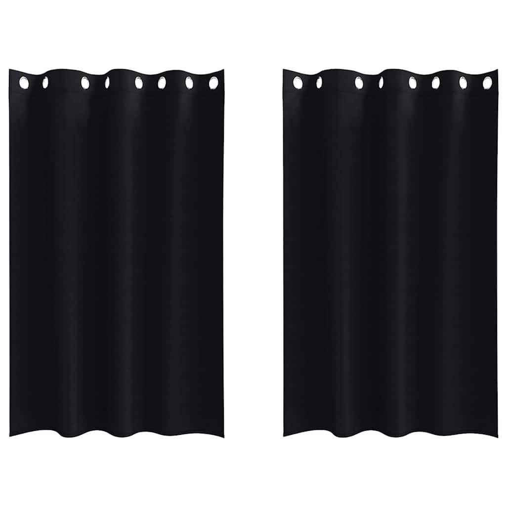 Rideaux occultants à œillets 2 pces Noir 175 x 140 cm