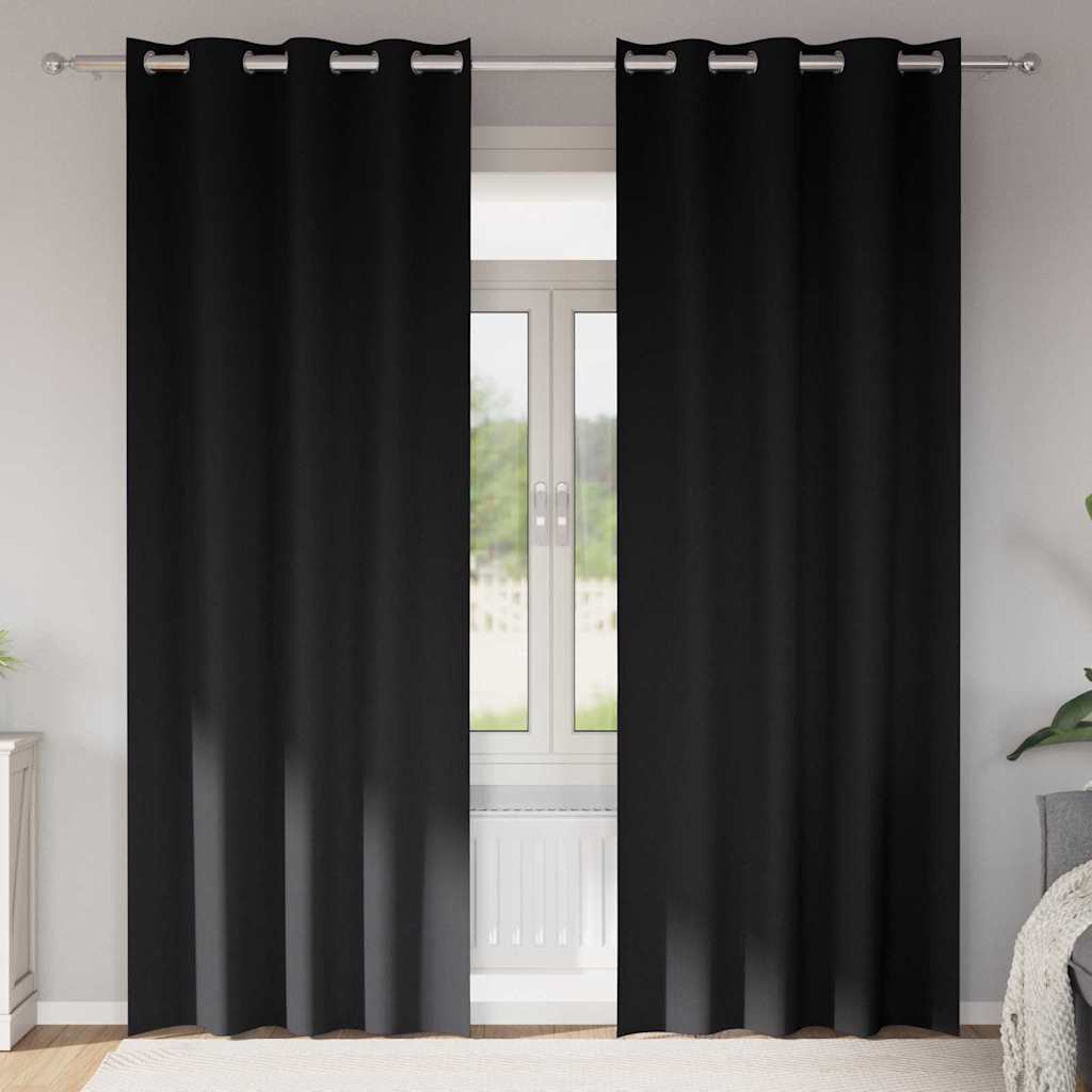 Rideaux occultants à œillets 2 pcs Noir 260 x 140 cm