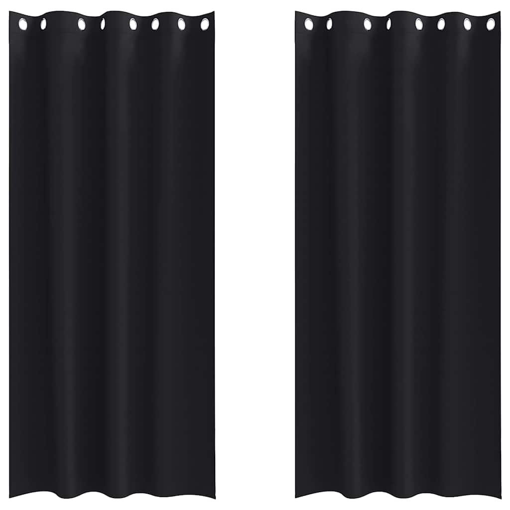 Rideaux occultants à œillets 2 pcs Noir 260 x 140 cm