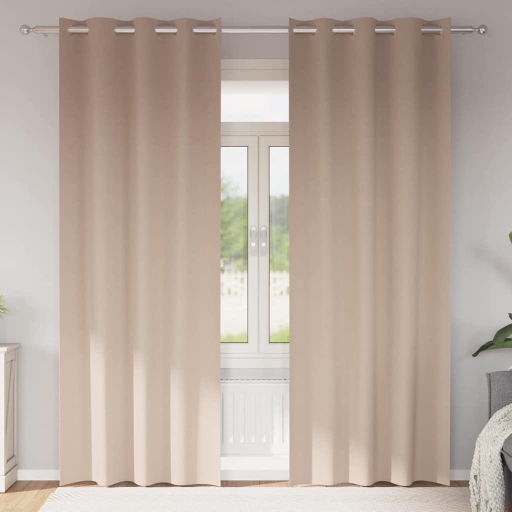 Blackout Curtains with Rings 2 pcs Taupe 260 x 140 cm