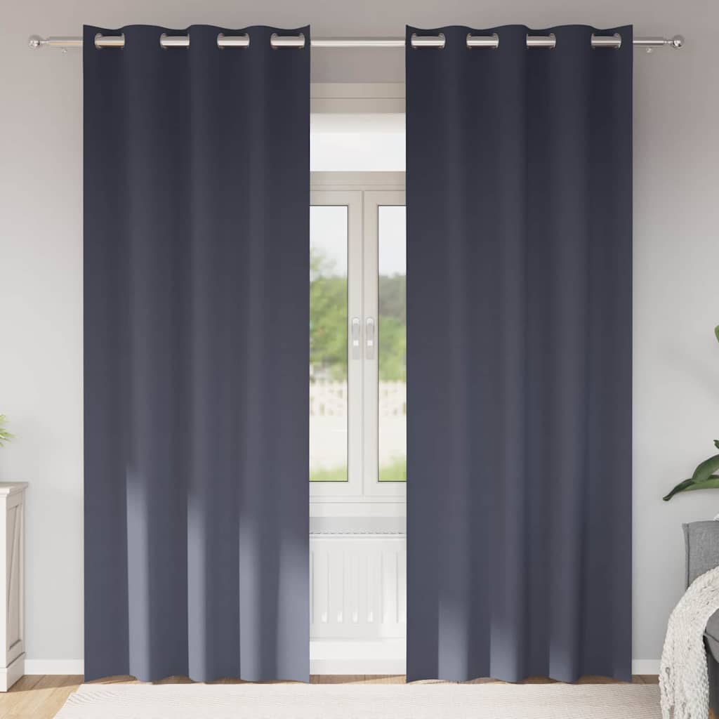 Verdunkelungs-Vorhänge mit Ringen 2 pcs Anthrazit 260 x 140 cm