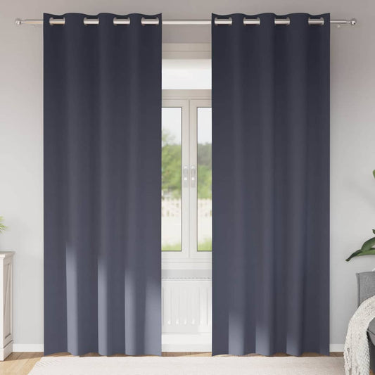 Verdunkelungs-Vorhänge mit Ringen 2 pcs Anthrazit 260 x 140 cm