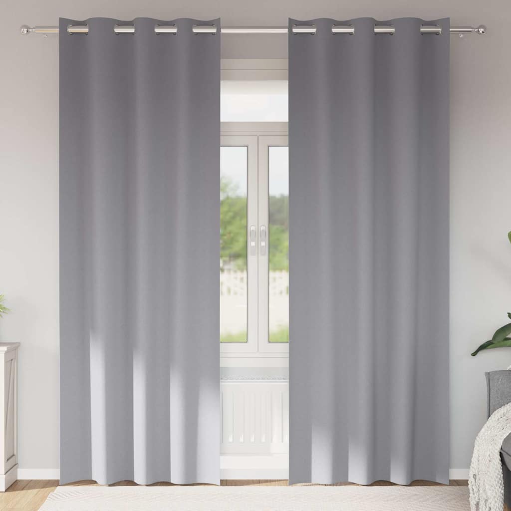 Blackout Curtains with Rings 2 pcs Light Grey 225 x 140 cm