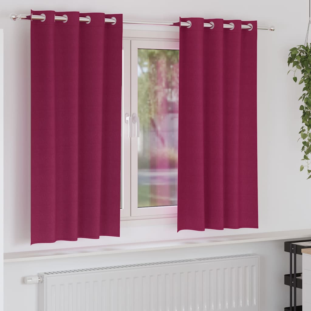 Verdunkelungs-Vorhänge mit Ringen 2 pcs Weinrot 175 x 140 cm