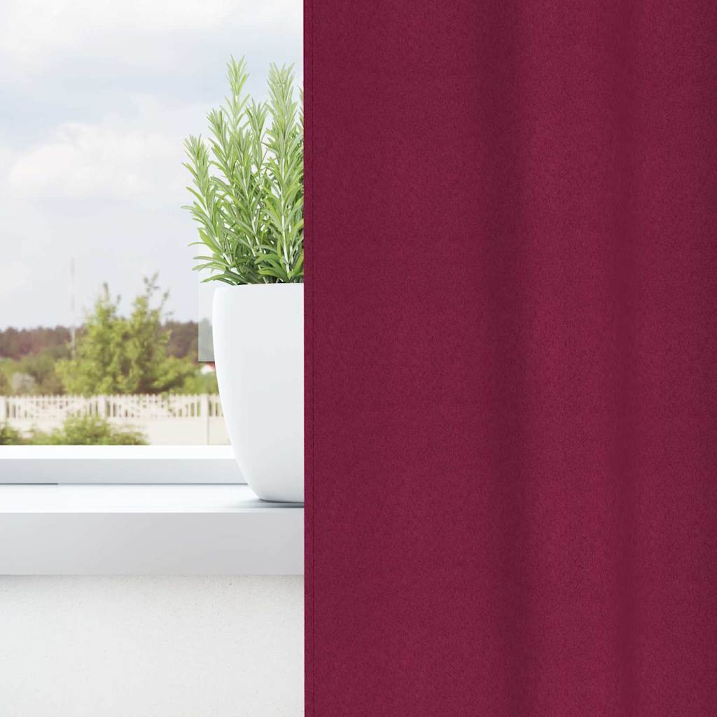Verdunkelungs-Vorhänge mit Ringen 2 pcs Weinrot 260 x 140 cm