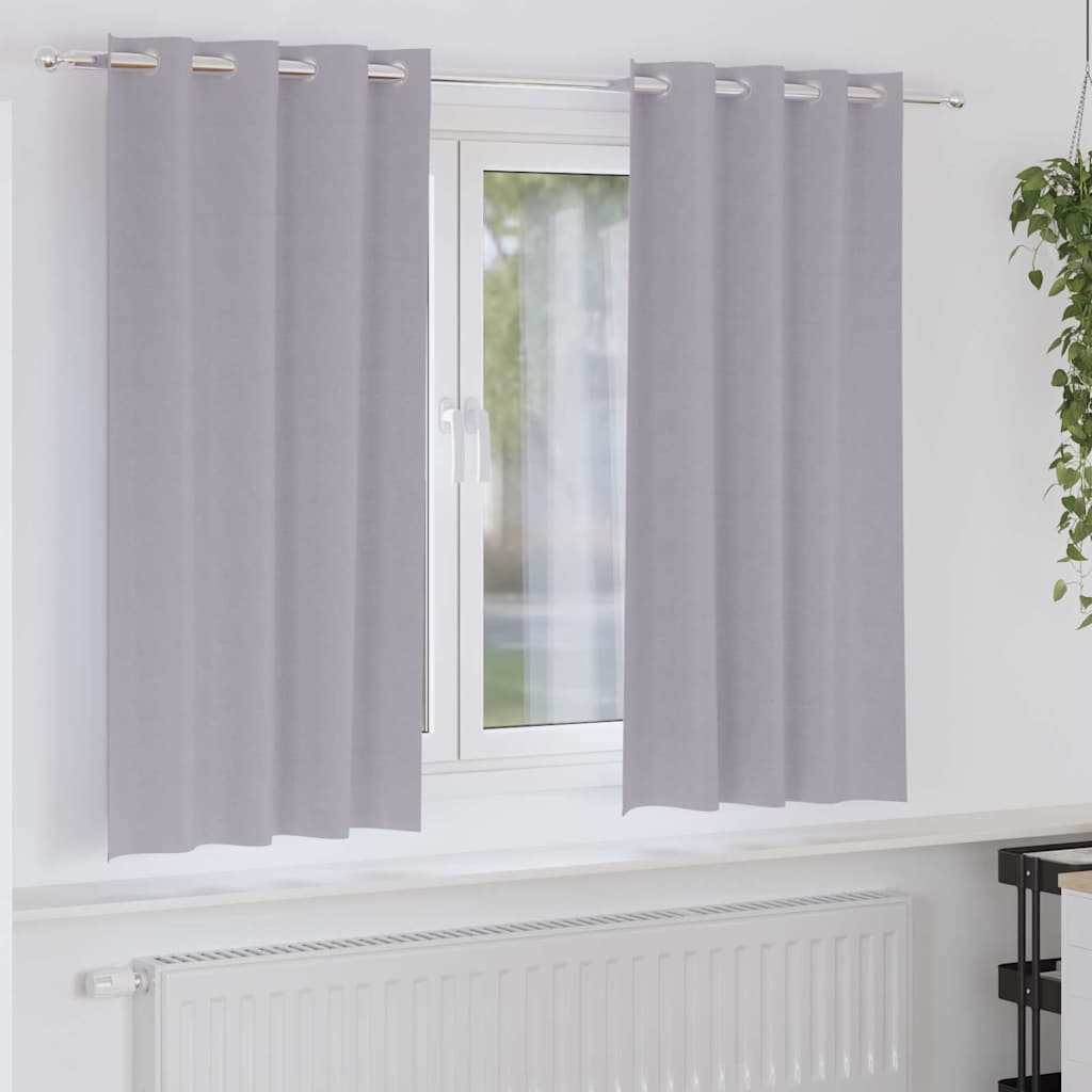 Rideaux occultants à anneaux 2 pcs Gris métallique