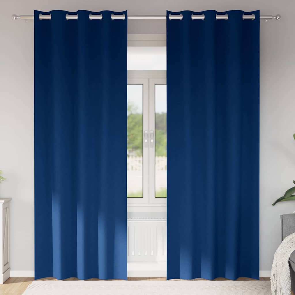 Verdunkelungs-Vorhänge mit Ringen 2 pcs Dunkelblau 225 x 140 cm