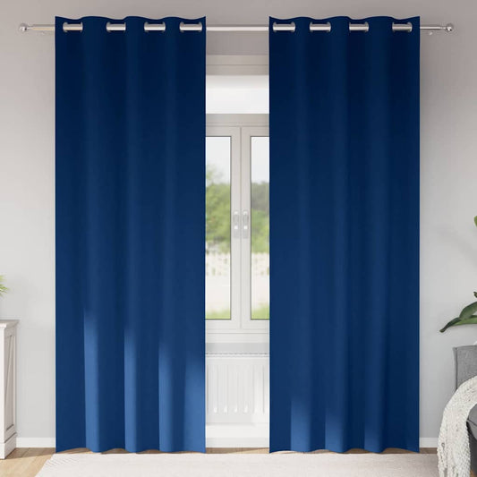 Verdunkelungs-Vorhänge mit Ringen 2 pcs Dunkelblau 225 x 140 cm