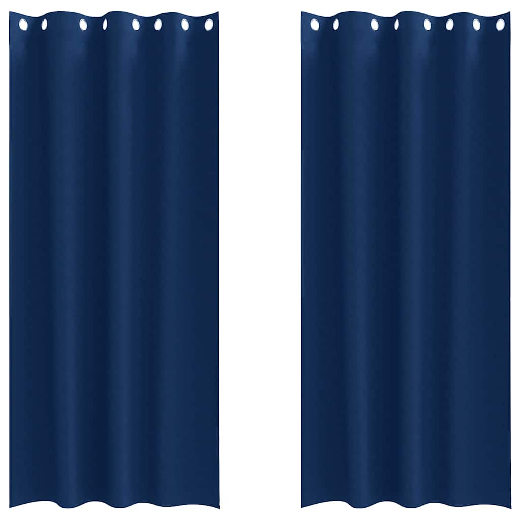 Verdunkelungs-Vorhänge mit Ringen 2 pcs Dunkelblau 225 x 140 cm