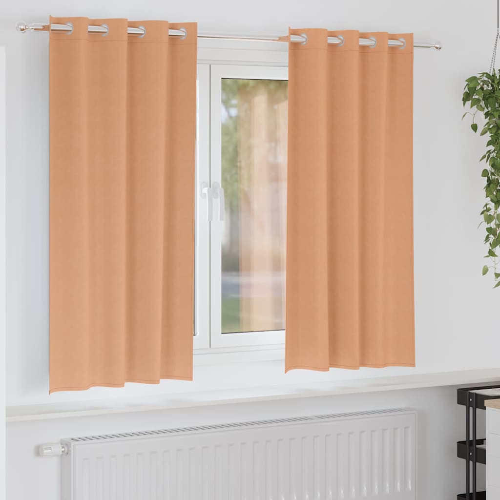 Blackout Curtains with Rings 2 pcs Light Brown 175 x 140 cm