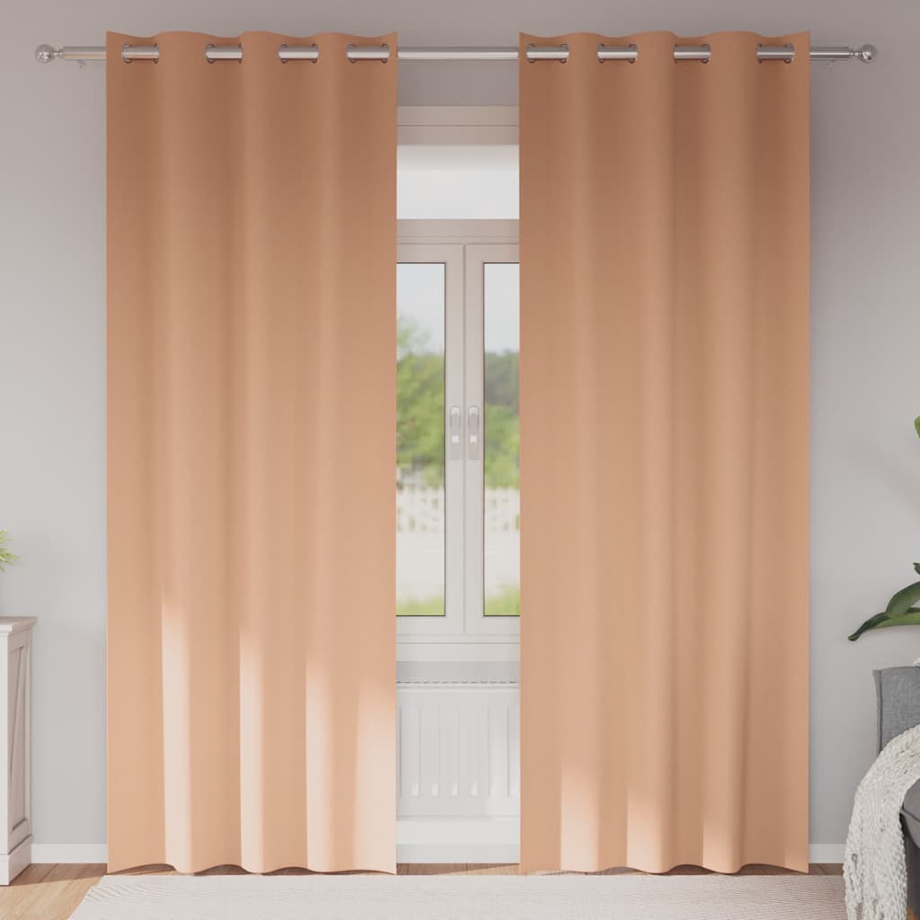 Rideaux occultants à œillets 2 pcs Marron clair 225 x 140 cm