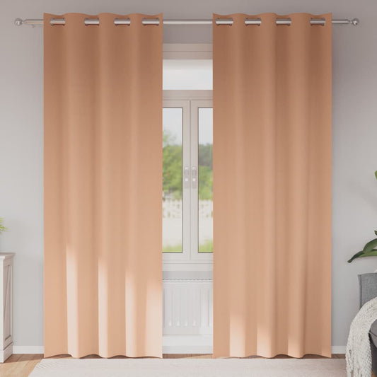 Verdunkelungs-Vorhänge mit Ringen 2 pcs Hellbraun 245 x 140 cm