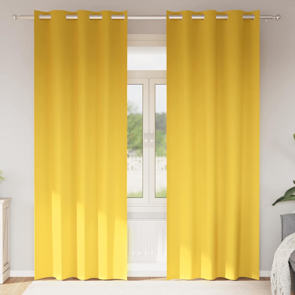 Verdunkelungs-Vorhänge mit Ringen 2 pcs Senfgelb 245 x 140 cm