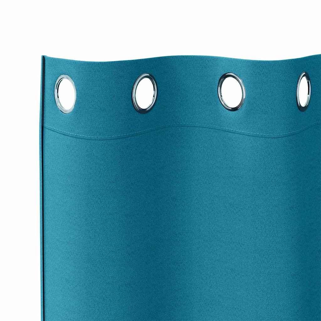 Blackout Curtains with Rings 2 pcs Turquoise 260 x 140 cm
