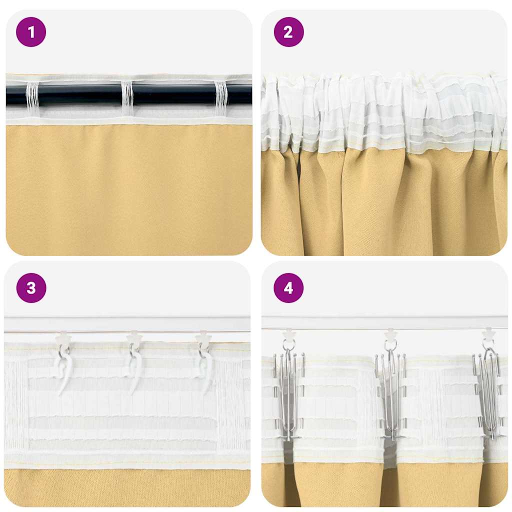 Blackout Curtains with Rings 2 pcs Beige 245 x 140 cm