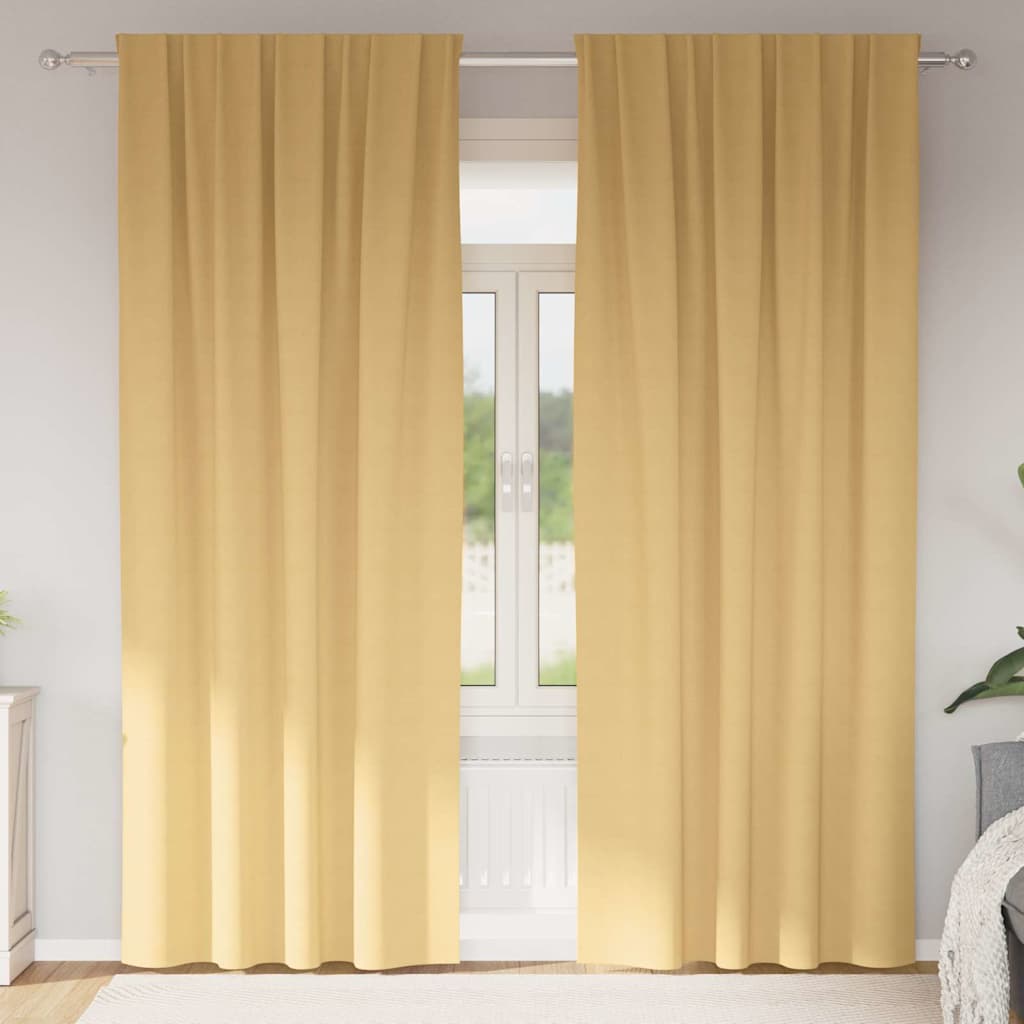 Blackout Curtains with Rings 2 pcs Beige 245 x 140 cm