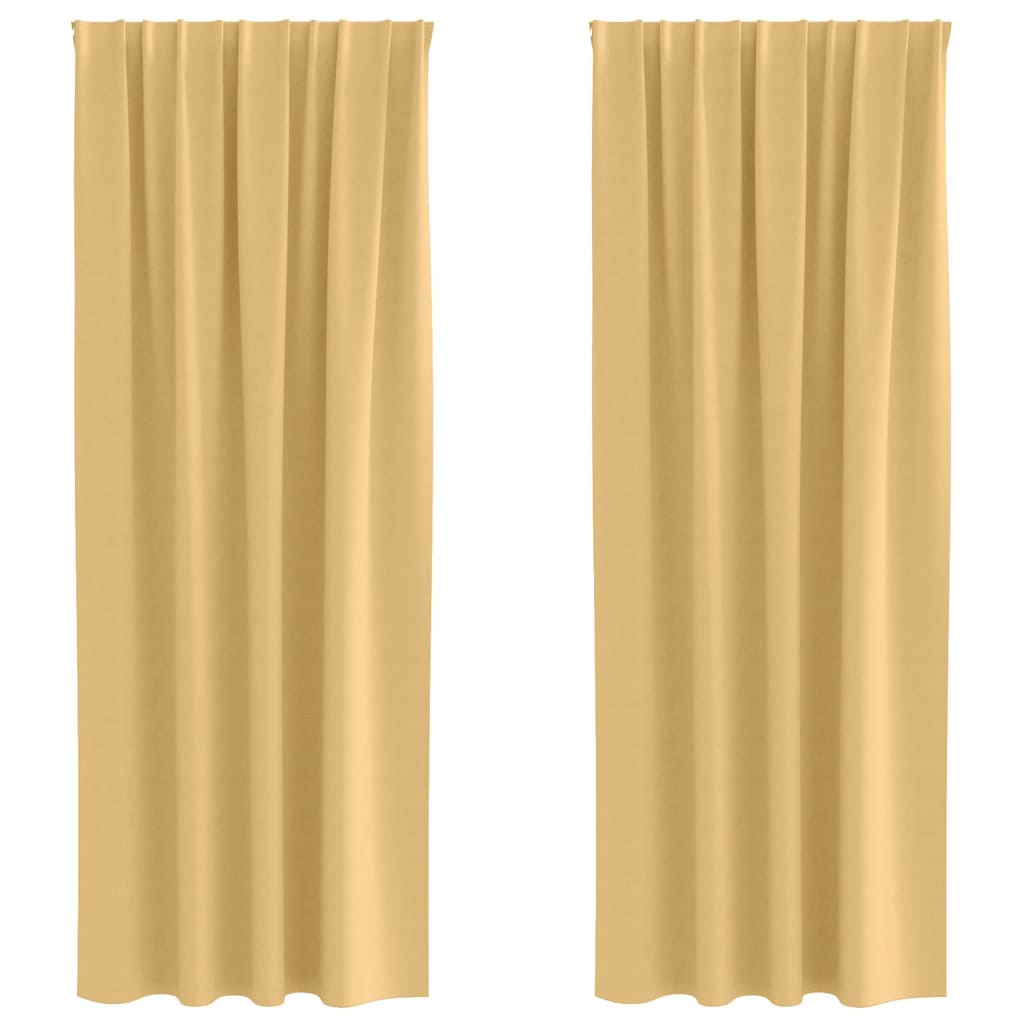Blackout Curtains with Rings 2 pcs Beige 245 x 140 cm