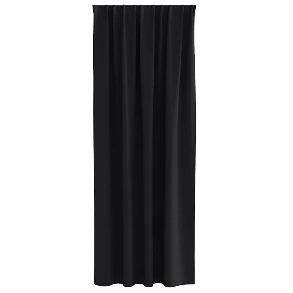 Rideaux occultants à anneaux 2 pcs Noir 225 x 140 cm