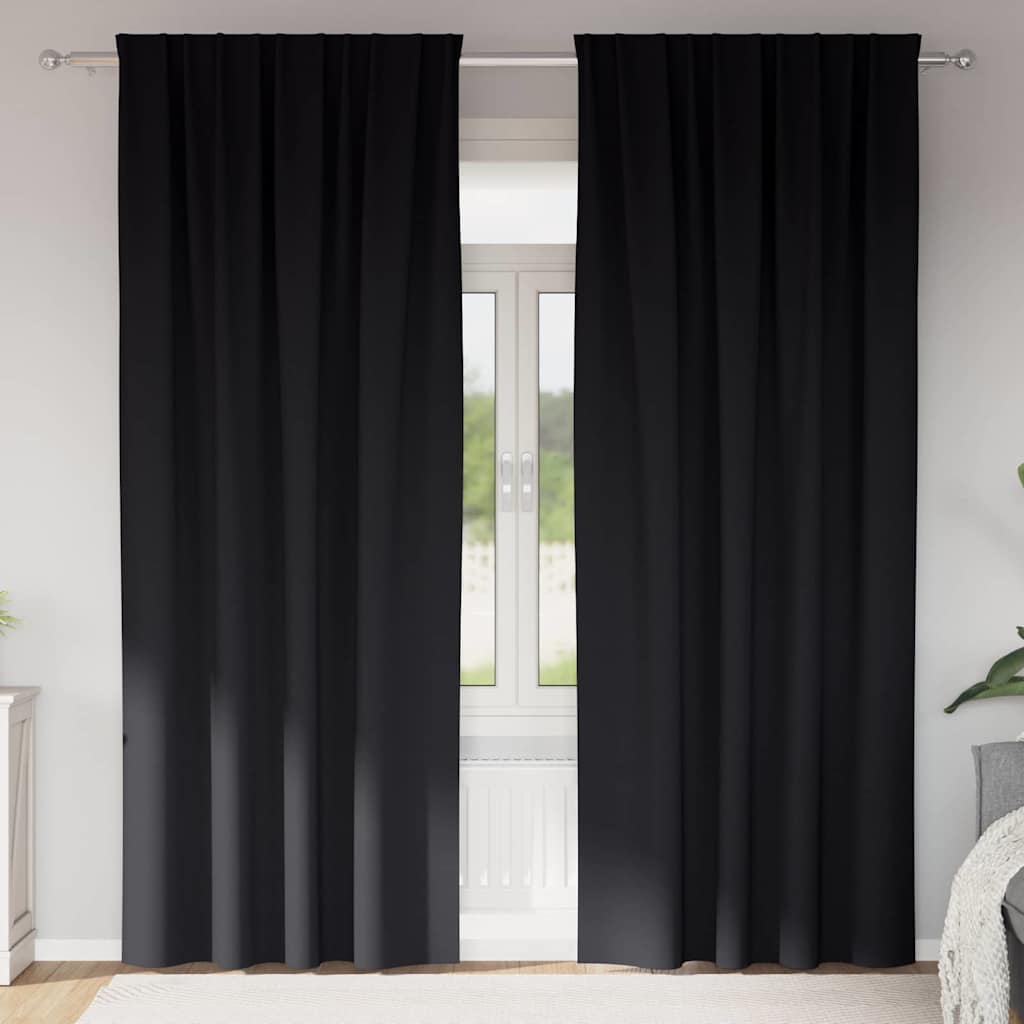Rideaux occultants à œillets 2 pcs Noir 245 x 140 cm