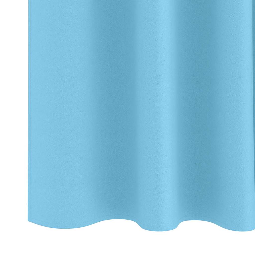 Blackout Curtains with Rings 2 pcs Sky Blue 225 x 140 cm