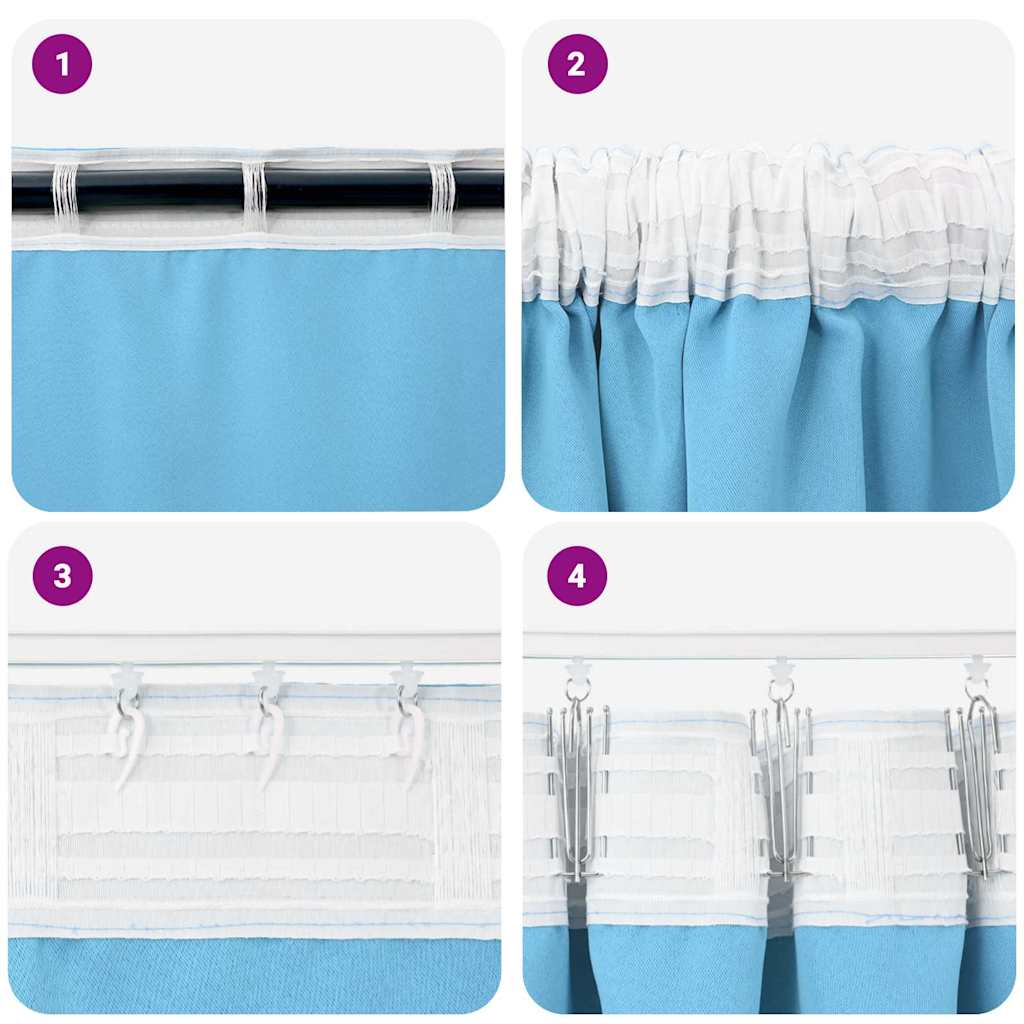Blackout Curtains with Rings 2 pcs Sky Blue 225 x 140 cm