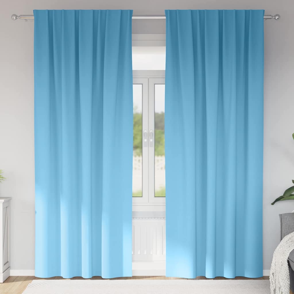 Blackout Curtains with Rings 2 pcs Sky Blue 225 x 140 cm