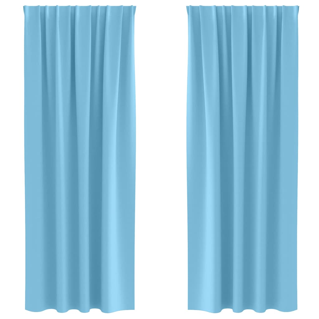 Blackout Curtains with Rings 2 pcs Sky Blue 225 x 140 cm