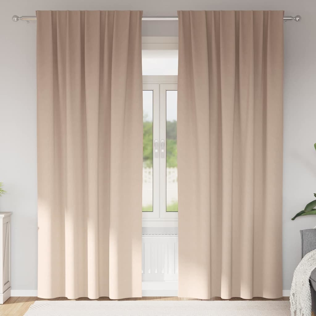 Blackout Curtains with Rings 2 pcs Taupe 245 x 140 cm