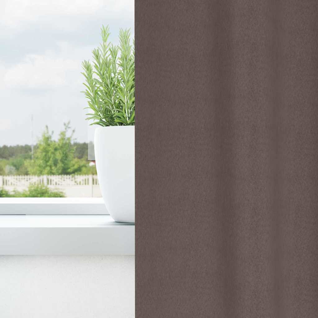 Blackout Curtains with Rings 2 pcs Dark Brown