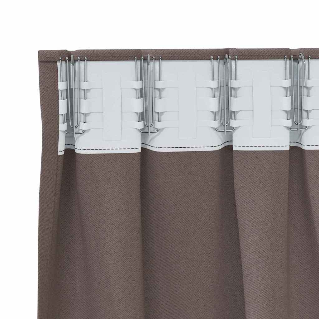 Blackout Curtains with Rings 2 pcs Dark Brown