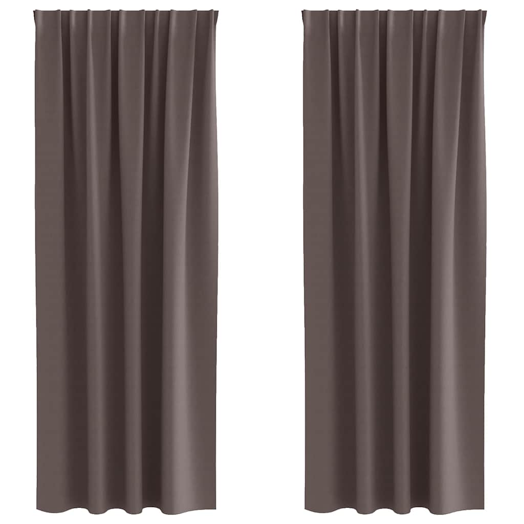 Blackout Curtains with Rings 2 pcs Dark Brown